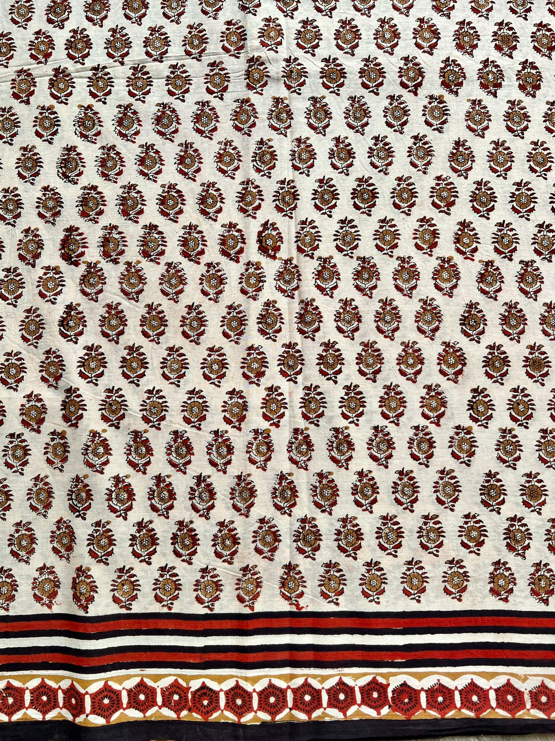 Bagru Handblock Printed Mul Cotton Light Beige Saree					